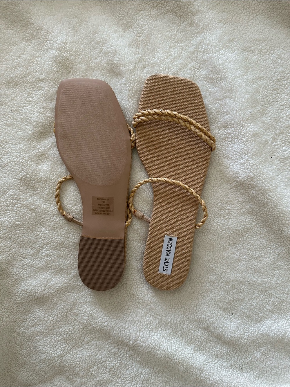 Steve Madden Natural Braided Strap Square-Toe Sandal - Picture 4 of 4